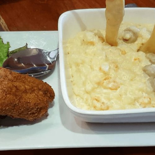 Risotto Elbita con camarones y champiñones